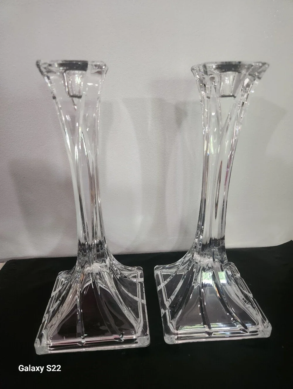 Toscany 24% Lead Crystal Clear  Candlestick Pair - Elegant Home Accents